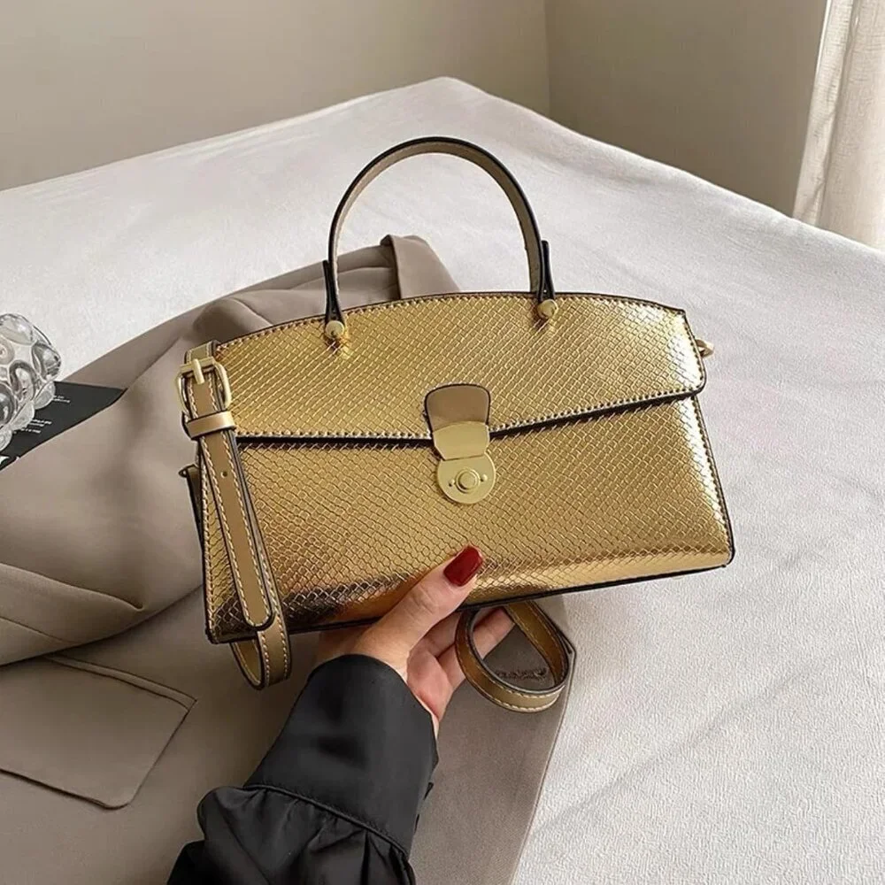 Women's Faux Leather Snake Pattern Evening Handbag Crossbody Clutch Tote